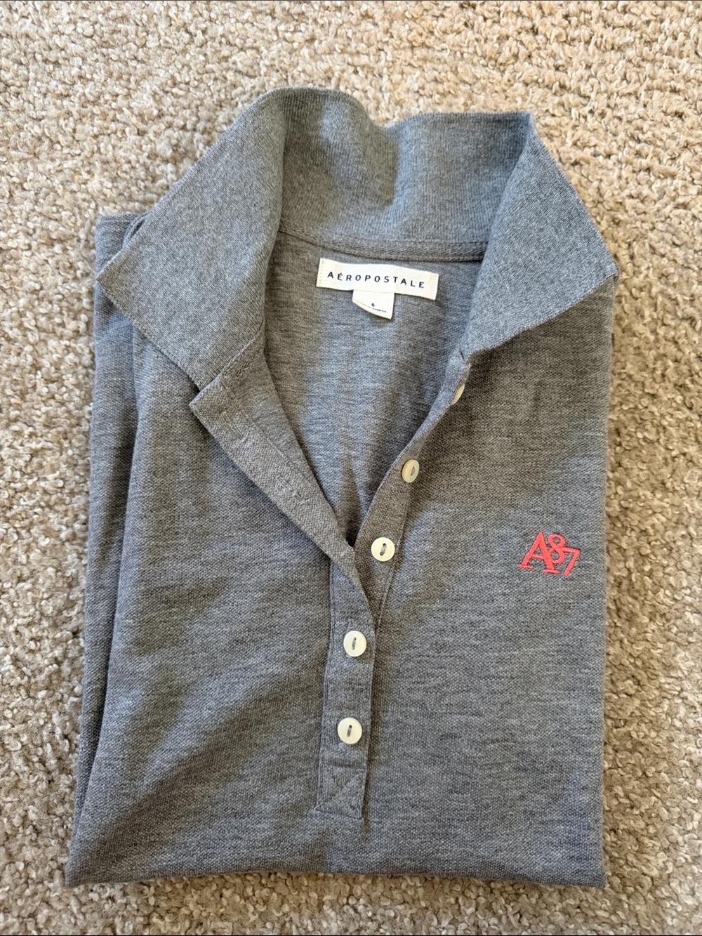 Aeropostale Gray Polo with Pink A87 Chest Logo